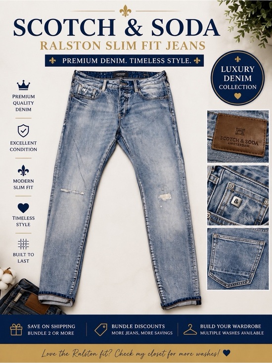 Scotch & Soda Other - Scotch & Soda Ralston Slim Fit Jeans Men’s 31/32 • Light Wash Distressed Denim